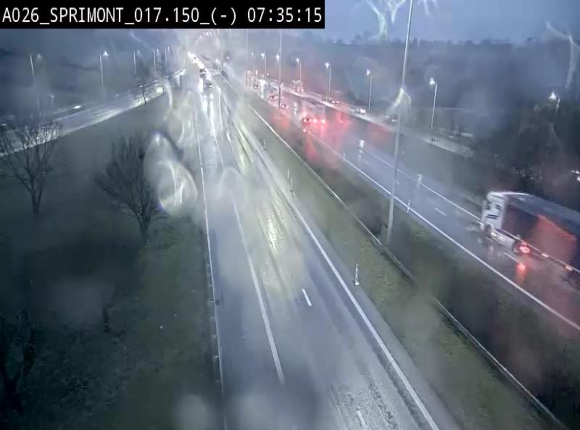 Webcam E25 (A26) à hauteur de Sprimont en direction de Liège et en provenance de Bastogne