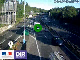 Caméra autoroute sur A6 - Valvert, près de Lyon, en direction de Paris, à hauteur de la sortie 36 Porte du Valvert