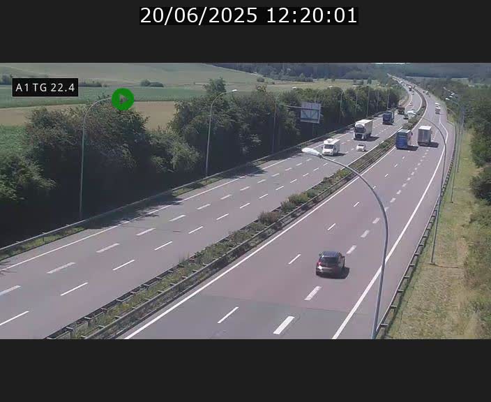Traffic live webcam Luxembourg Flaxweiler - A1 direction Luxembourg - BK 22.4