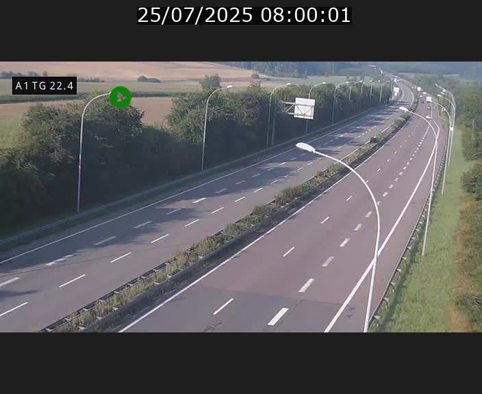 Traffic live webcam Luxembourg Flaxweiler - A1 direction Luxembourg - BK 22.4