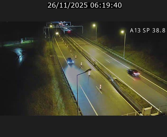 Webcam autoroute A13 à l'entrée ouest du tunnel Markusbierg à Schengen. Vue orientée vers le tunnel et l'Allemagne