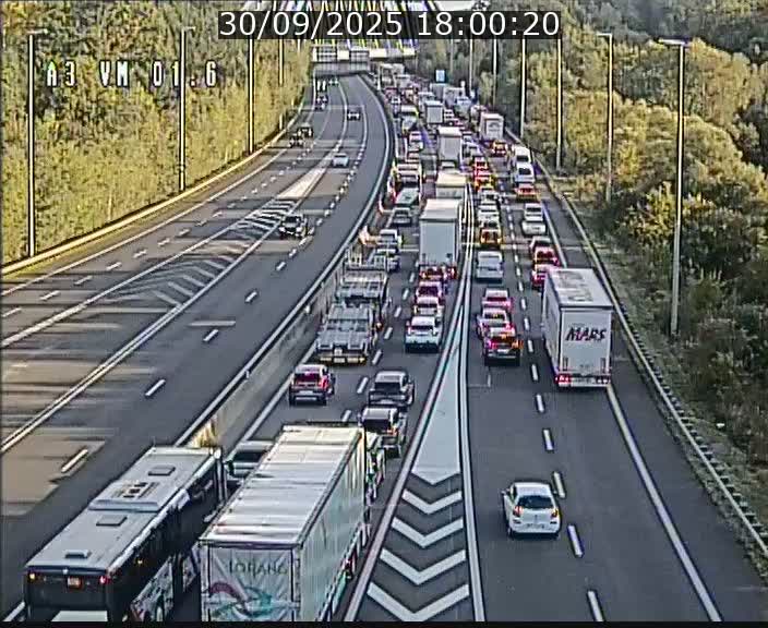 Traffic live webcam Luxembourg - Croix de Gasperich - A3 - BK 1.6 - direction France/Aire de Berchem