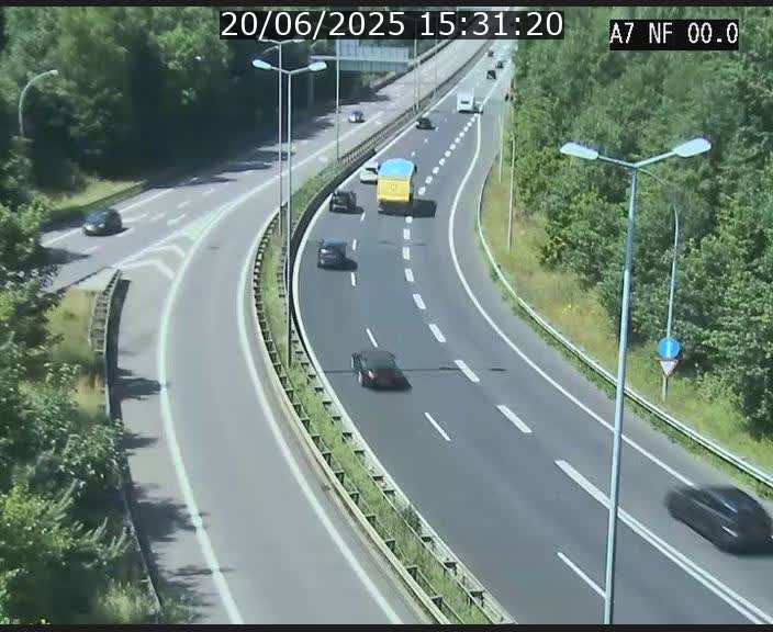 Caméra autoroute Luxembourg A7 - Echangeur A1/A7 Grünewald direction Tunnel Stafelter