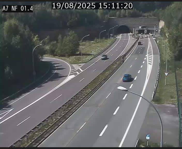 Caméra autoroute Luxembourg A7 - Echangeur Waldhaff - direction Tunnel Stafelter