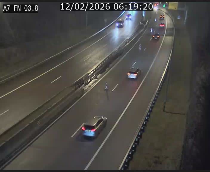Caméra autoroute Luxembourg A7 - Passage à gibier Rëngelbour - direction Tunnel Stafelter