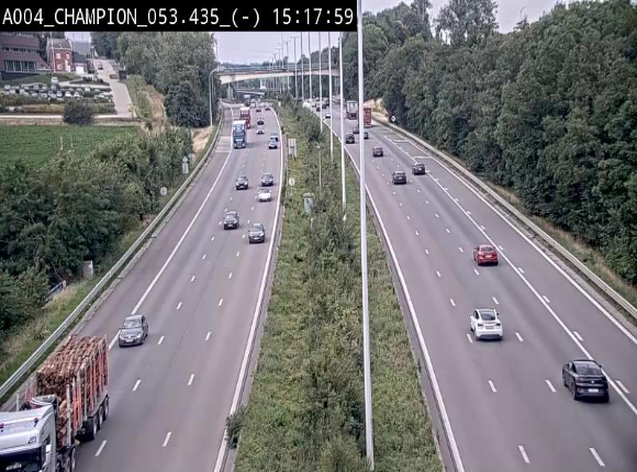Webcam E411 à Champion, à proximité de Namur. Vue orientée vers Bruxelles