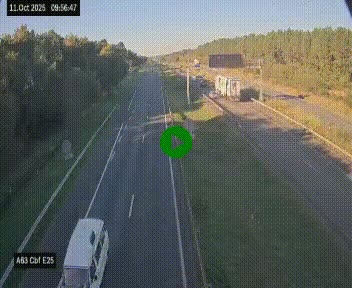 Webcam autoroute A63 en périphérie de Bordeaux au sud-est de la ville, en provenance du bassin d'Arcachon. Vue orientée vers Bordeaux
