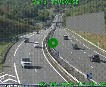 Caméra routière sur l'autoroute A20 à Noailles, en périphérie de Brive-la-Gaillarde. Vue orientée vers Toulouse
