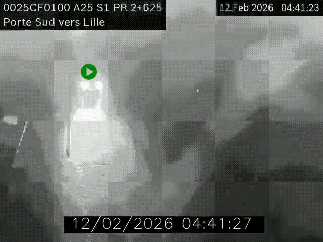 Webcam autoroute A25 sur le périphérique de Lille à hauteur de Lille-Sud et la sortie 3 Faches-Thumesnil. Vue orientée vers Lille-Centre.