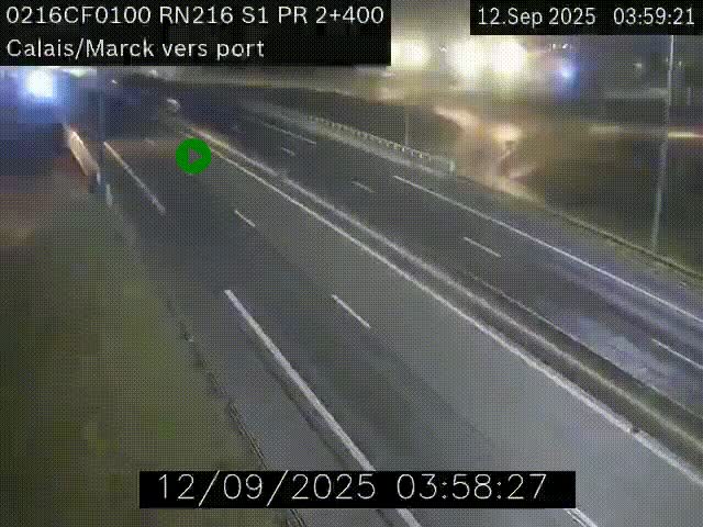 Webcam à Calais sur A216 (N216) en direction du port (harbour) de Calais.