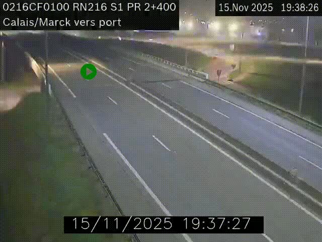 Webcam à Calais sur A216 (N216) en direction du port (harbour) de Calais.