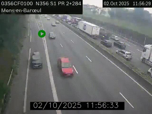 Webcam à l'entrée de Lille en direction du périphérique, à proximité de Mons-en-Baroeul sur la N356