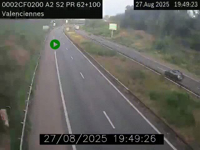 Webcam autoroute A2 à Valenciennes. Vue orientée vers Maubeuge et Mons (Belgique)