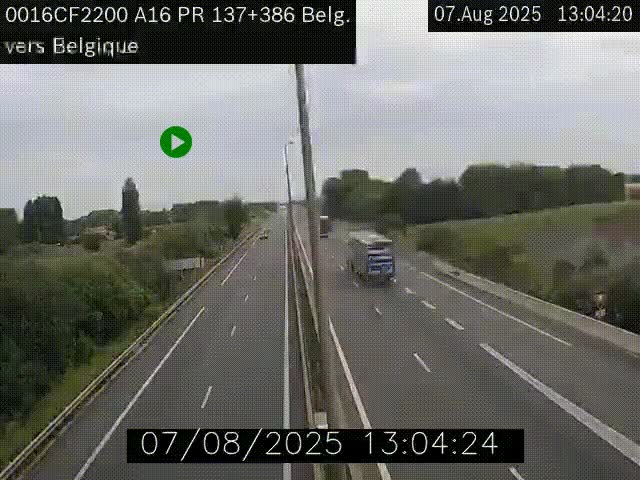 Webcam à la frontière franco-belge au niveau de Bray-Dunes/De-Panne sur l'autoroute A16. Vue orientée vers la Belgique