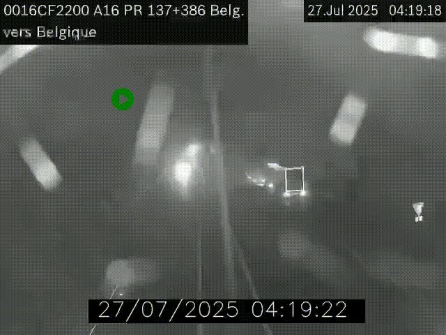 Webcam à la frontière franco-belge au niveau de Bray-Dunes/De-Panne sur l'autoroute A16. Vue orientée vers la Belgique