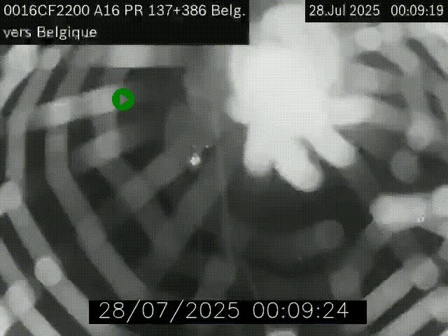 Webcam à la frontière franco-belge au niveau de Bray-Dunes/De-Panne sur l'autoroute A16. Vue orientée vers la Belgique
