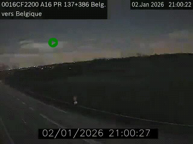 Webcam à la frontière franco-belge au niveau de Bray-Dunes/De-Panne sur l'autoroute A16. Vue orientée vers la Belgique