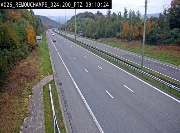 Webcam E25/A26 à Aywalle, à hauteur de Spa. Vue orientée vers Liège