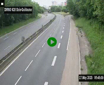Webcam routière à hauteur de Bois-Guillaume en périphérie de Rouen. Vue orientée vers Rouen
