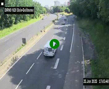 Webcam routière à hauteur de Bois-Guillaume en périphérie de Rouen. Vue orientée vers Rouen