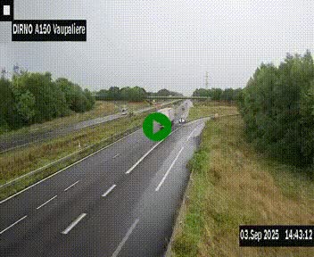 Webcam autoroute A150 à hauteur de La Vaupalière en périphérie de Rouen. Vue orientée vers Rouen