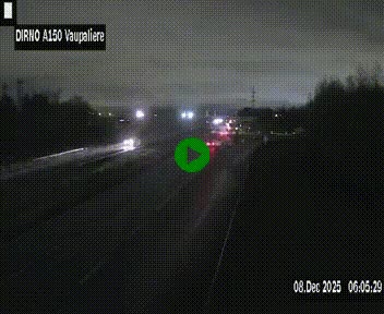 Webcam autoroute A150 à hauteur de La Vaupalière en périphérie de Rouen. Vue orientée vers Rouen