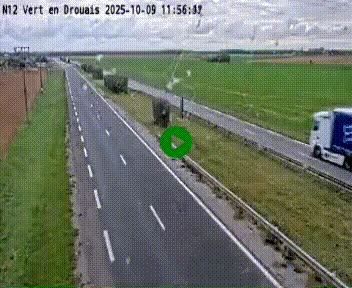 Webcam à hauteur de Vert-en-Drouais sur la N12, en périphérie de Dreux. Vue orientée vers Alençon