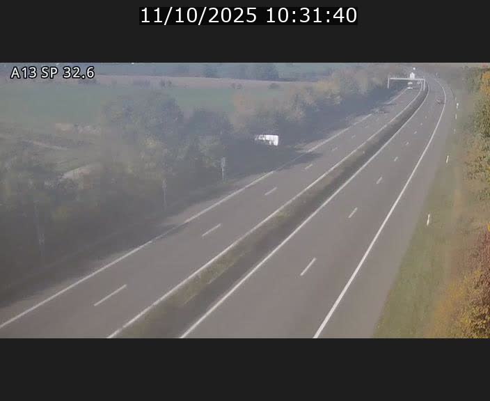 Webcam info trafic A13 à hauteur de Mondorf-les-bains. Vue orientée vers Altwies