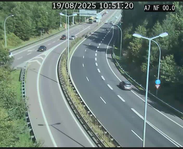 Caméra autoroute Luxembourg A7 - Echangeur A1/A7 Grünewald direction Tunnel Stafelter