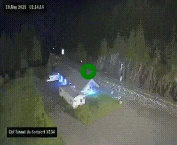 Webcam à l'entrée du tunnel du Somport, côté français, sur la N134, dans les Pyrénées, en direction de l'Espagne, à 1116 mètres d'altitude