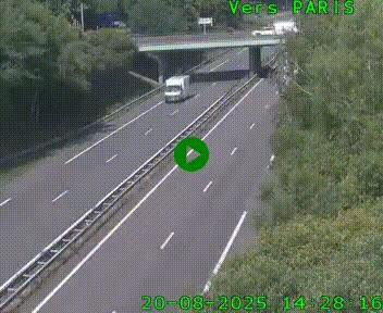 Caméra routière sur l'autoroute A20 au nord de Limoges, à la jonction avec la N520. Vue orientée vers Paris