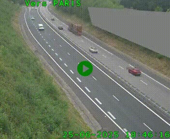Caméra routière sur l'autoroute A20 à Saint-Pardoux-l'Ortigier, à la jonction avec l'A89. Vue orientée vers Paris