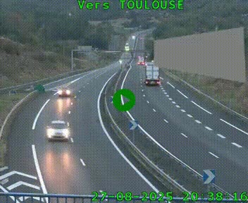 Caméra routière sur l'autoroute A20 à Noailles, en périphérie de Brive-la-Gaillarde. Vue orientée vers Toulouse