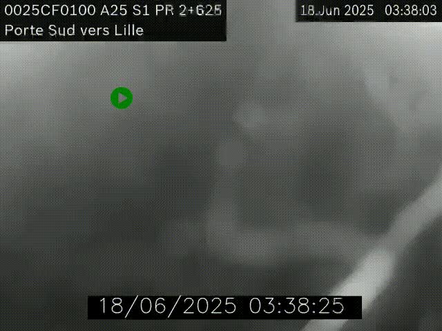 Webcam autoroute A25 sur le périphérique de Lille à hauteur de Lille-Sud et la sortie 3 Faches-Thumesnil. Vue orientée vers Lille-Centre.