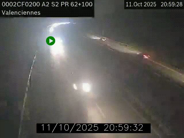 Webcam autoroute A2 à Valenciennes. Vue orientée vers Maubeuge et Mons (Belgique)