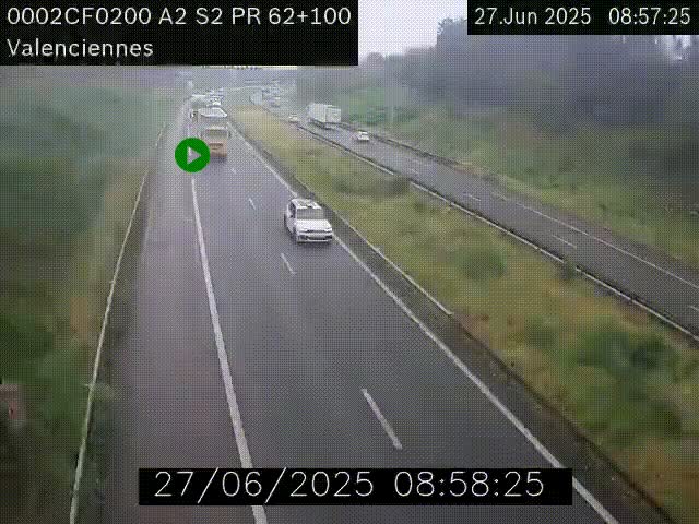Webcam autoroute A2 à Valenciennes. Vue orientée vers Maubeuge et Mons (Belgique)