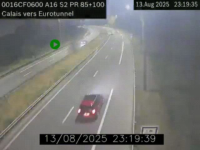 Webcam A16 à Calais en direction du Tunnel sous la Manche (Eurotunnel)