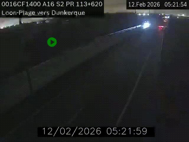 Webcam autoroute A16 à hauteur de Loon-Plage. Vue orientée vers Dunkerque et la Belgique.