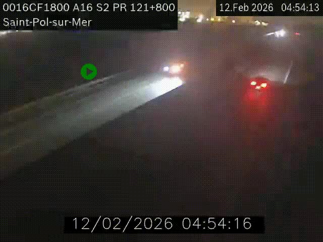 Webcam autoroute A16 à proximité de Dunkerque, à hauteur de la sortie Saint-Pol-sur-Mer. Vue orientée vers Calais