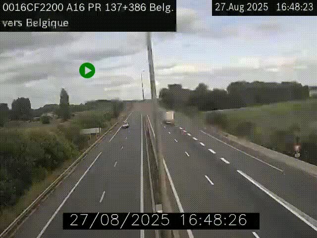 Webcam à la frontière franco-belge au niveau de Bray-Dunes/De-Panne sur l'autoroute A16. Vue orientée vers la Belgique
