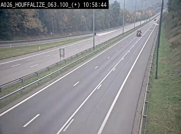 Webcam autoroute des Ardennes (E25/A26) à hauteur d'Houffalize. Vue orientée vers Baraque de Fraiture
