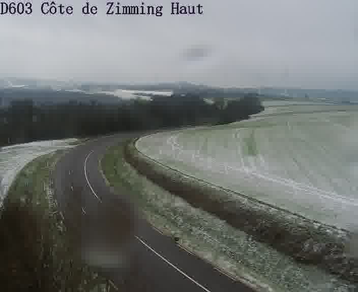 Webcam sur la D603 située en haut de la Côte de Zimming. Vue orientée vers Saint-Avold.