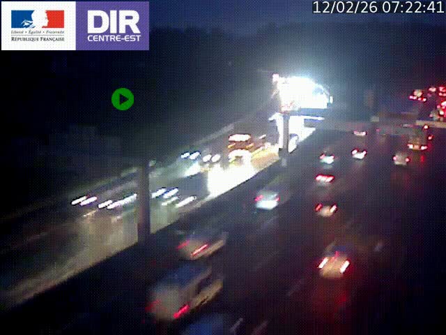 Caméra de circulation routière sur le boulevard périphérique Laurent Bonnevay de Lyon (D383) à hauteur de Bron, avant la jonction avec l'A43. Vue orientée vers l'échangeur