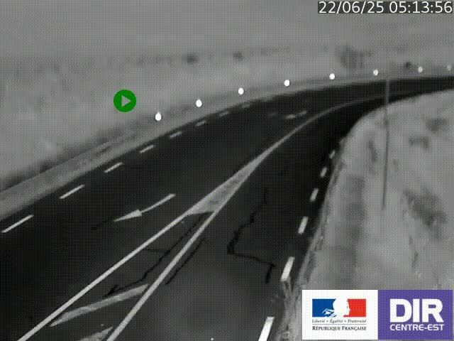 Webcam sur le col Pin Bouchain, vue orientée vers Roanne, en provenance de Lyon sur la nationale 7 (N7)