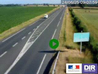 Webcam routière sur la RN7 à hauteur de Toulon-sur-Allier, entre Moulins et Vichy