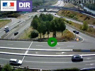 Webcam traffic à Grenoble-sud sur l'autoroute A480. Vue orientée vers l'entrée et la sortie de Grenoble