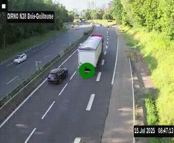 Webcam routière à hauteur de Bois-Guillaume en périphérie de Rouen. Vue orientée vers Rouen