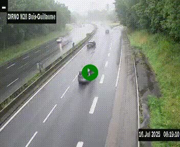 Webcam routière à hauteur de Bois-Guillaume en périphérie de Rouen. Vue orientée vers Rouen
