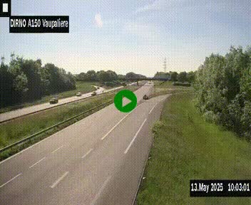 Webcam autoroute A150 à hauteur de La Vaupalière en périphérie de Rouen. Vue orientée vers Rouen