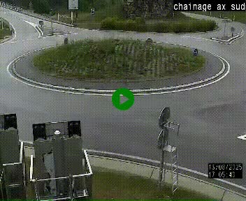 Webcam au nord d'Ax-les-Thermes au niveau de l'aire de chaînage de la N20. Vue orientée vers les Pyrénées, en direction de Pas de la Case